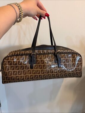 RARE Fendi Vintage Authentic Baguette Monogrammed Shoulder Bag